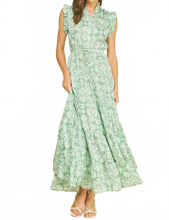 PINCH Dresses & Skirts - NEW PINCH floral print tiered maxi dress in mint meadow